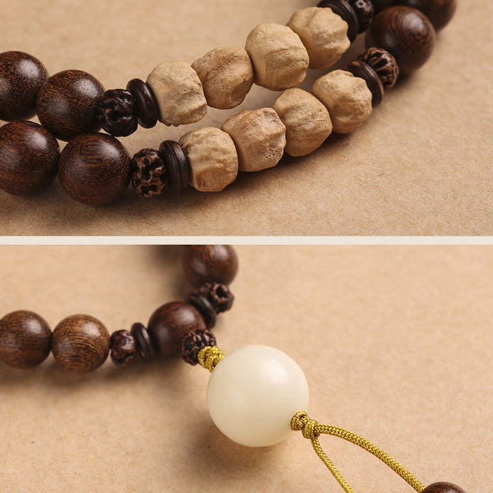 Buddha Stones Sandalwood Small Leaf Red Sandalwood Bodhi Seed Purification Double Wrap Bracelet - image 5