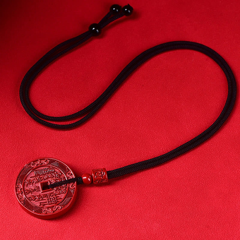 Buddha Stones Natural Cinnabar Mountain Ghosts Spend Money Bagua Blessing Necklace Pendant Key Chain - image 3