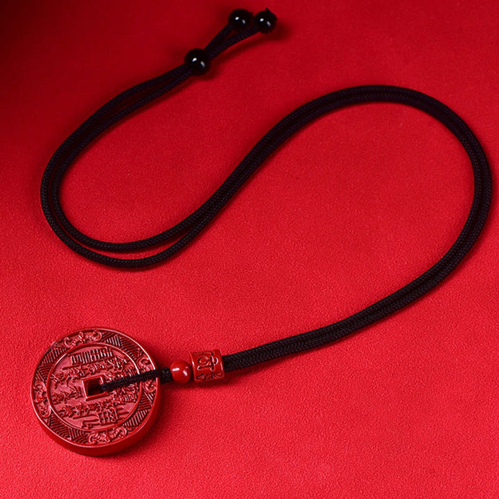 Buddha Stones Natural Cinnabar Mountain Ghosts Spend Money Bagua Blessing Necklace Pendant Key Chain - image 3