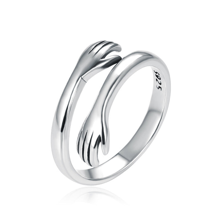 Buddha Stones 925 Sterling Silver Love Hug Thumb Ring - Silver - image 0