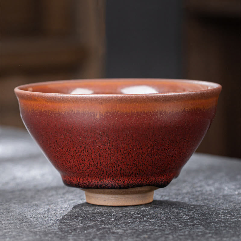 Buddha Stones Vintage Red Brown Chinese Jianzhan Porcelain Teacup Kung Fu Tea Cup - image 2