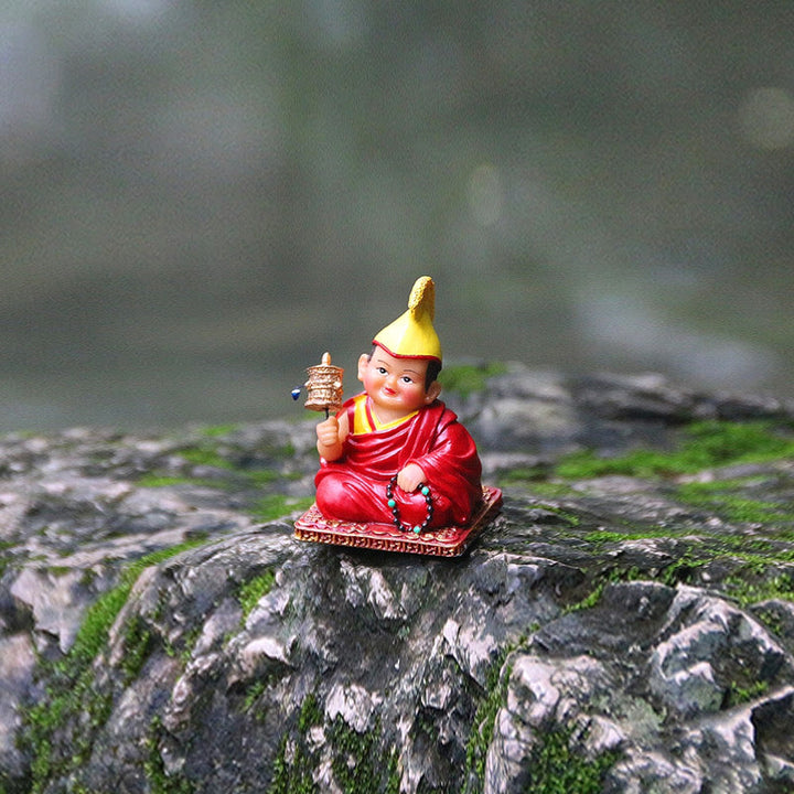 Buddha Stones Hand Painted Tibetan Lama Figures Carved Creative Home Office Car Decoration Ornament - Prayer Wheel Lama - image 9