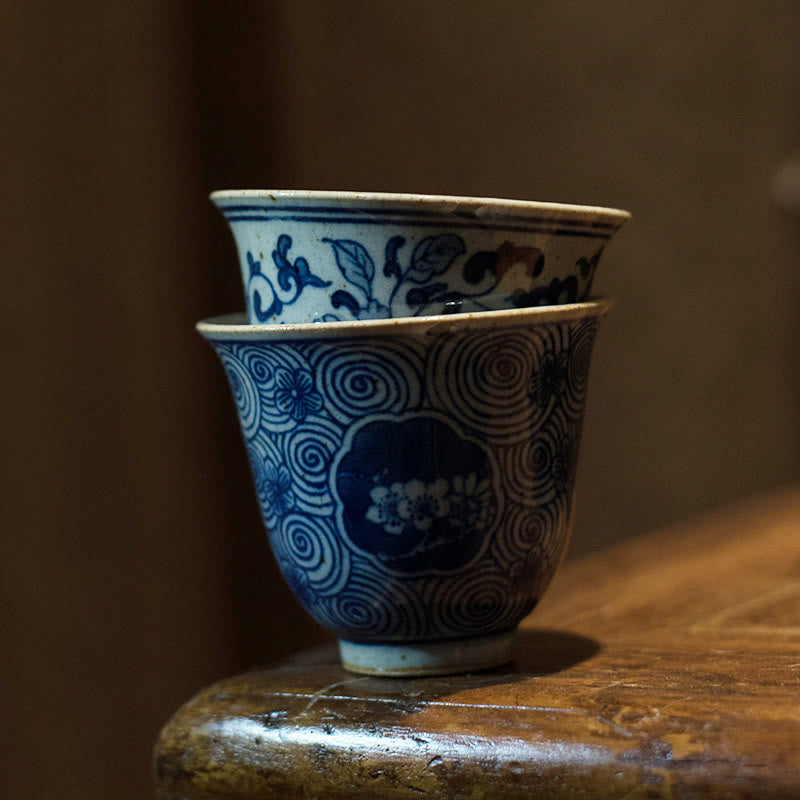 Buddha Stones Jingdezhen Blue and White Porcelain Hand Painted Lotus Plum Blossom Ceramic Teacup Kung Fu Tea Cups - image 1