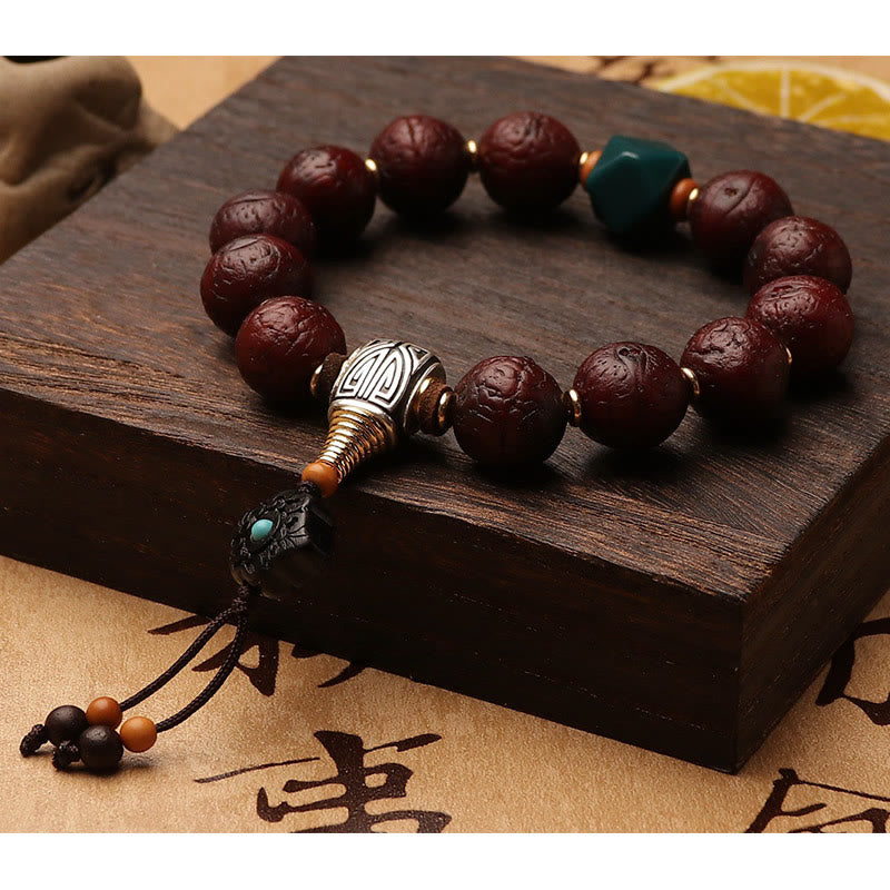 Buddha Stones Tibetan Bodhi Seed Agate Bead Luck Wealth Tassel Charm Wrist Mala - image 4