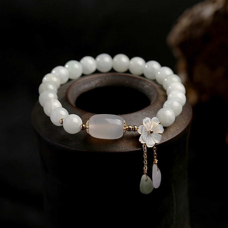 Buddha Stones Natural White Jade Luck Bracelet - image 0
