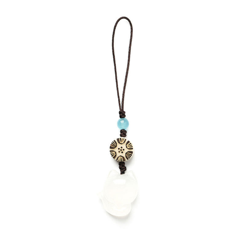 Natural Chalcedony Fox Harmony Phone Hanging Decoration - image 8