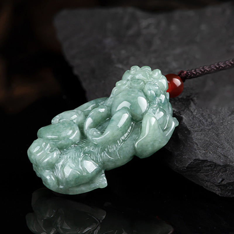 Buddha Stones Jade PiXiu Wealth Luck String Necklace Pendant - image 5