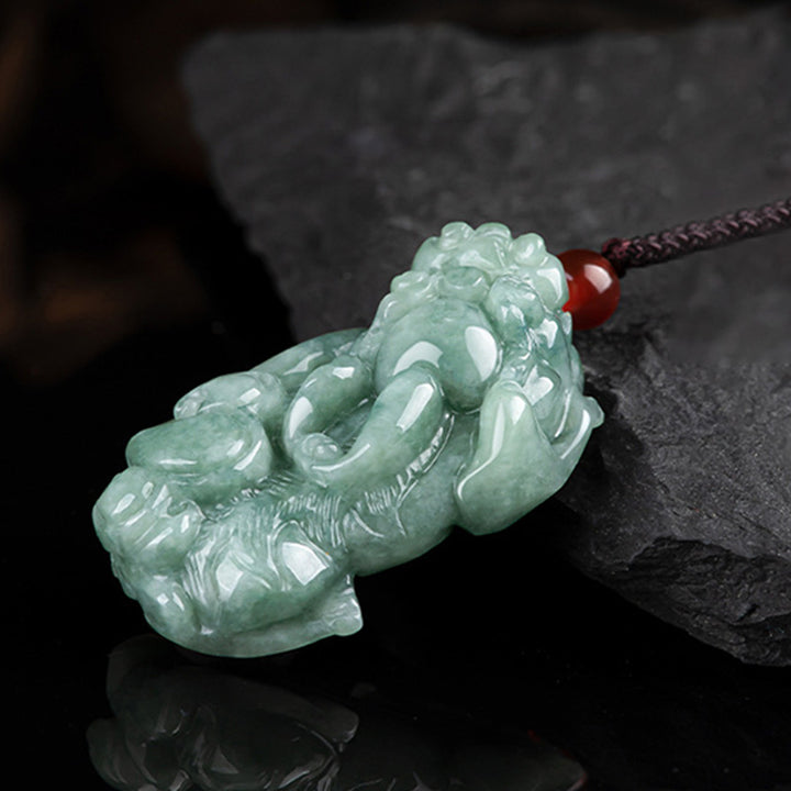 Buddha Stones Jade PiXiu Wealth Luck String Necklace Pendant - image 5