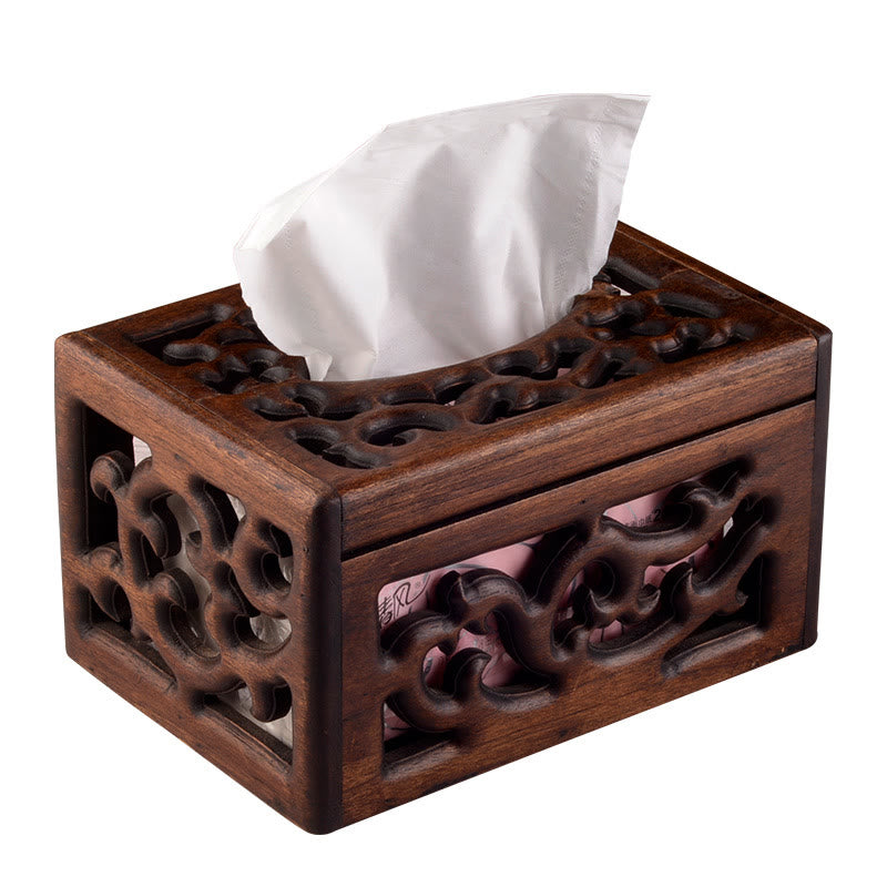 Retro Wooden Tissue Box Engraved Wooden Tissue Holder Wipes Boxes Decoration - image 8