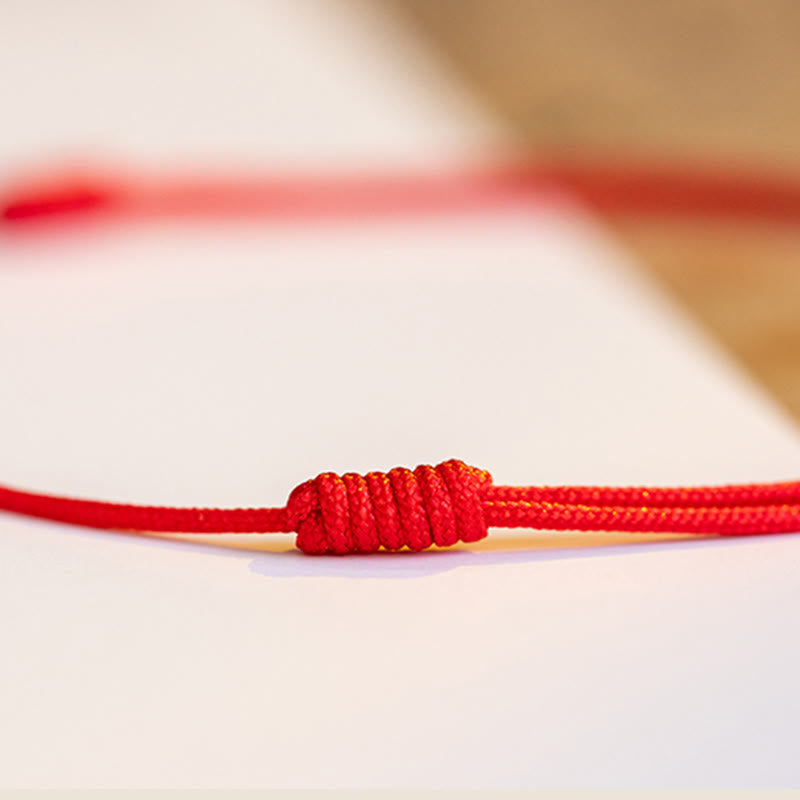 Buddha Stones Four Leaf Clover Cinnabar Blessing Calm String Bracelet Anklet - image 7