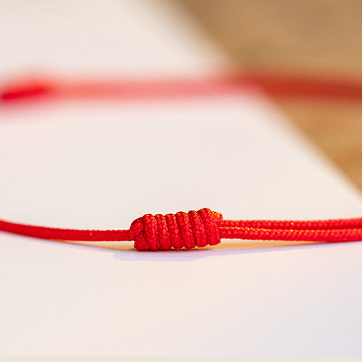 Buddha Stones Four Leaf Clover Cinnabar Blessing Calm String Bracelet Anklet - image 7