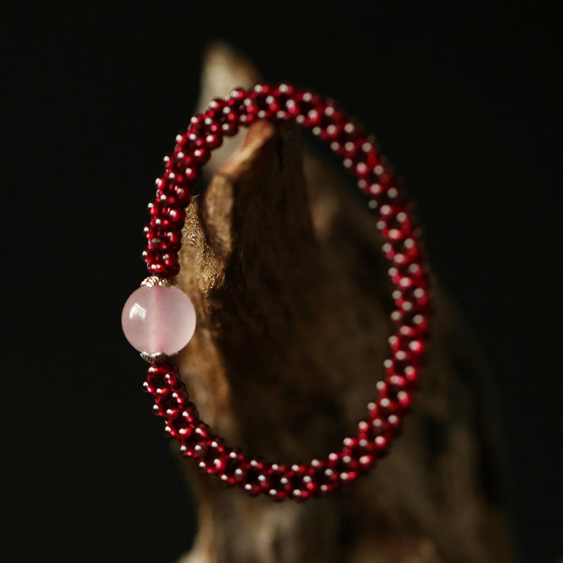 Buddha Stones Natural Garnet Pink Crystal Red Agate Amazonite Bead Protection Bracelet - image 2