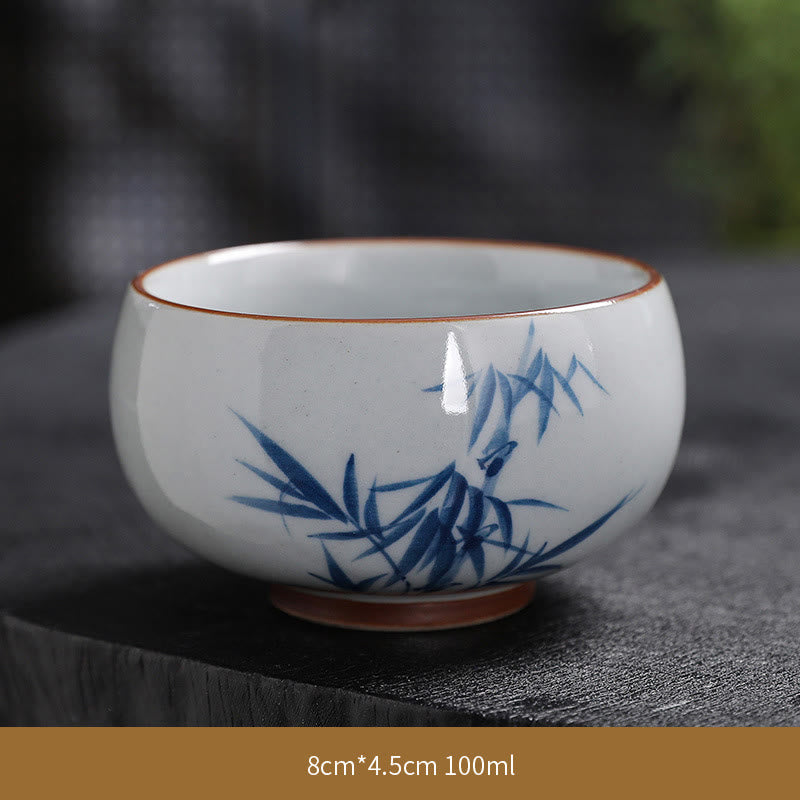 Buddha Stones Lotus Flower Leaf Bamboo Ceramic Teacup Kung Fu Tea Cups - Bamboo - 8cm*4.5cm*100ml - image 25