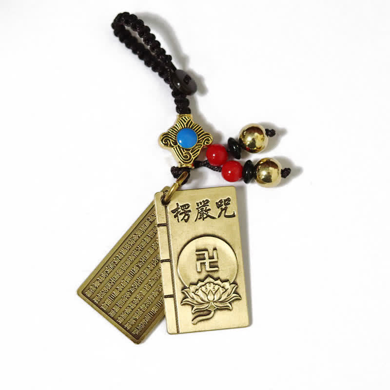 Feng Shui Yin Yang Bagua Wenchang Pen Pagoda Prayer Wheel Keychain - Double-page Shurangama Mantra - image 12