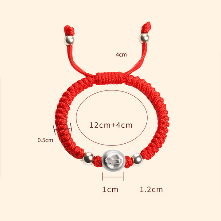 Buddha Stones 999 Sterling Silver Apple Red Multicolored Rope Luck Protection Handcrafted Kids Bracelet - image 12
