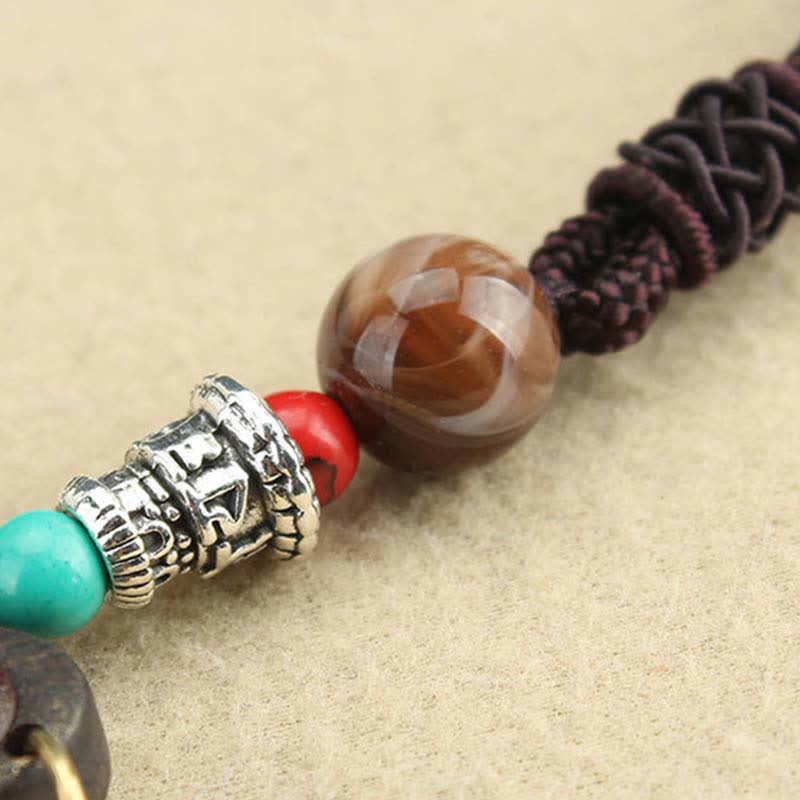 Tibet Ebony Five God of Wealth Thangka Necklace Pendant - image 7