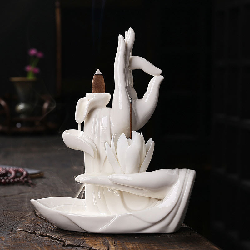 Buddha StonesTibetan Lotus Blessing Incense Burner Decoration - 4 - image 15
