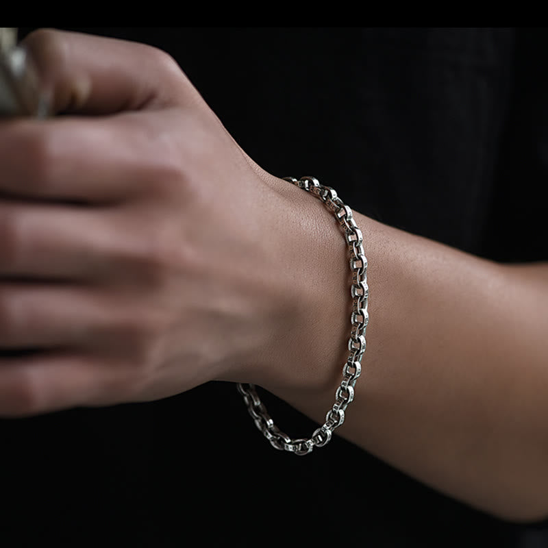 Buddha Stones 925 Sterling Silver Om Mani Padme Hum Carved Design Creativity Metal Bracelet - image 10