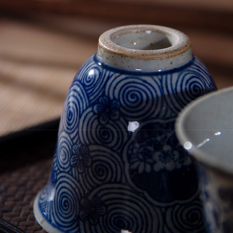 Buddha Stones Jingdezhen Blue and White Porcelain Hand Painted Lotus Plum Blossom Ceramic Teacup Kung Fu Tea Cups - image 7