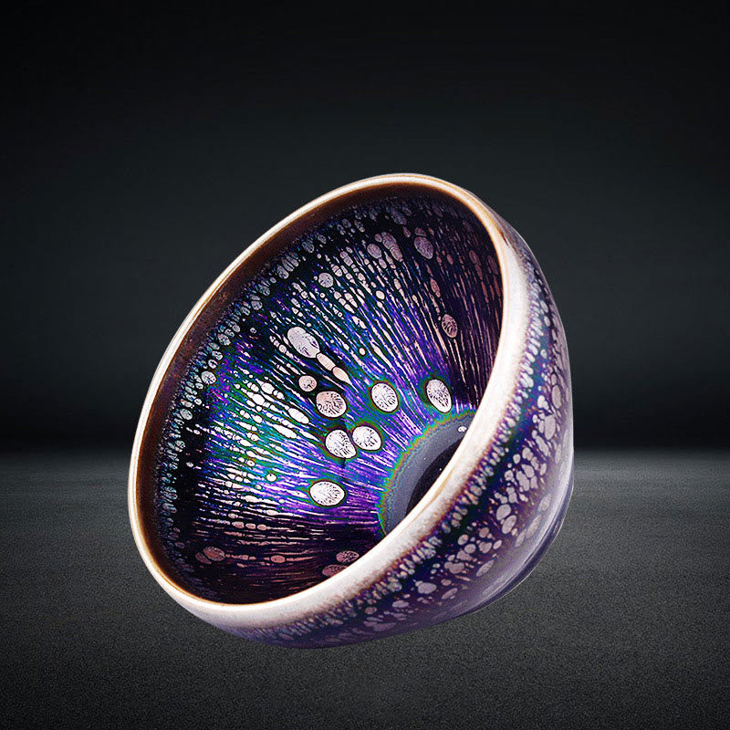 Buddha Stones Handmade Chinese Jianzhan Purple Glaze Ceramic Teacup Ceramic Tenmoku Kung Fu Tea Cup - Cup 8.5*5.5cm&Gift Box - image 0
