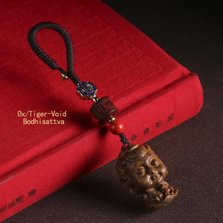 Chinese Zodiac Natal Buddha Green Sandalwood Om Mani Padme Hum Peace Key Chain - Ox/Tiger-Void Bodhisattva - image 10