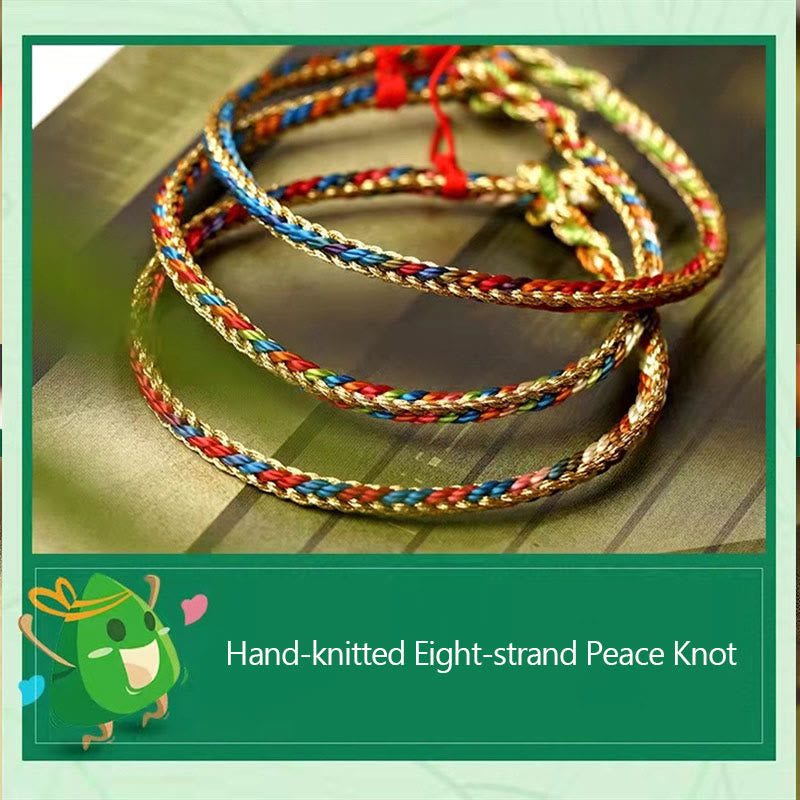 Buddha Stones 925 Sterling Silver Fu Character Zongzi Pattern Multicolored String Luck Handmade Braided Bracelet - image 16