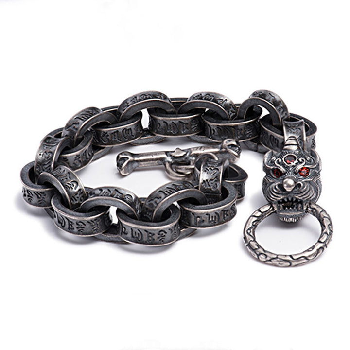 Buddha Stones 925 Sterling Silver Dragon Kirin Om Mani Padme Hum Success Strength Bracelet Bangle - image 7