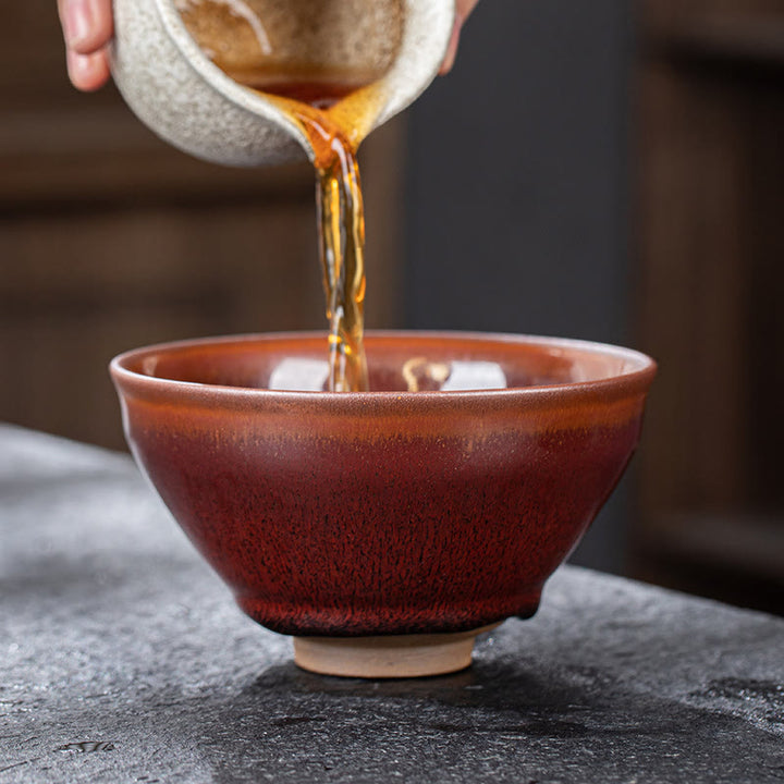 Buddha Stones Vintage Red Brown Chinese Jianzhan Porcelain Teacup Kung Fu Tea Cup - image 4