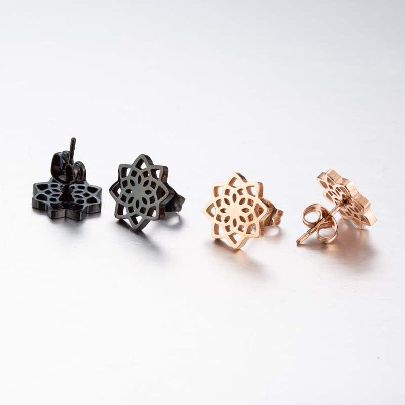 Tibetan Lotus Pattern New Beginning Stud Earrings - image 7