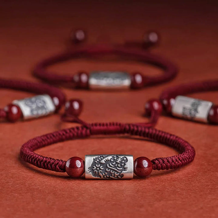 Buddha Stones 925 Sterling Silver 12 Chinese Zodiac Cinnabar String Bracelet - image 0