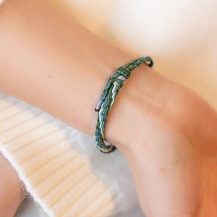 Buddha Stones 925 Sterling Silver Bamboo Reincarnation Knot Luck Protection String Bracelet - image 3