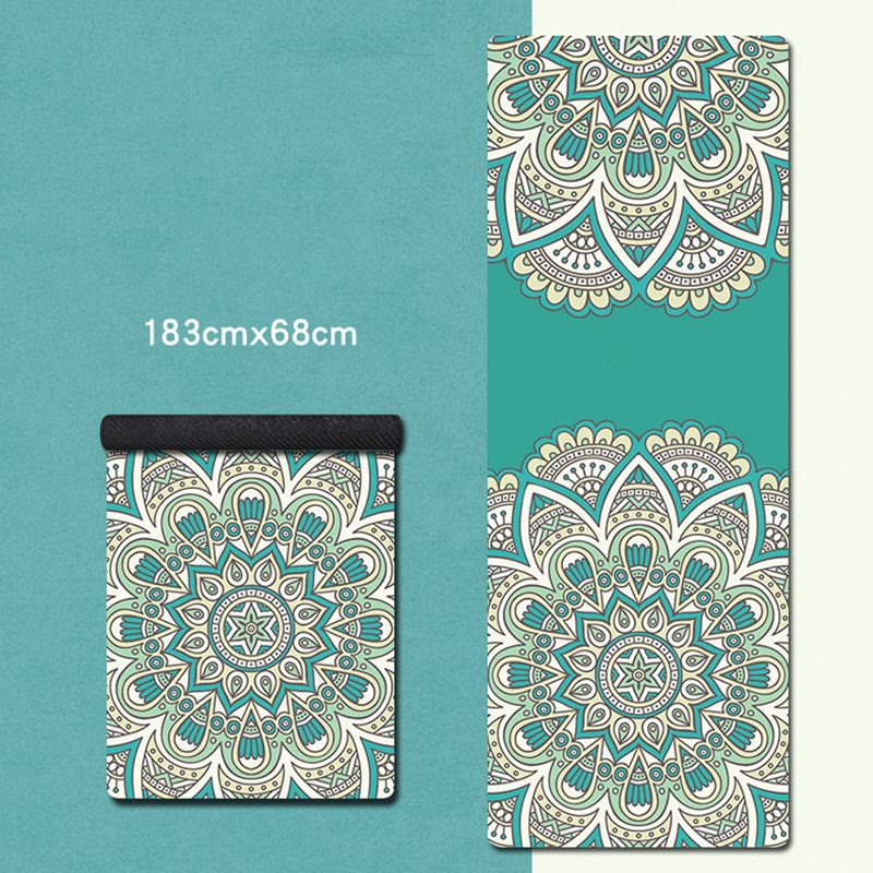 Buddha Stones Tibetan Mandala Elephant Lotus Koi Fish Mindful Natural Rubber Yoga Mat Decoration - Green Mandala - image 9