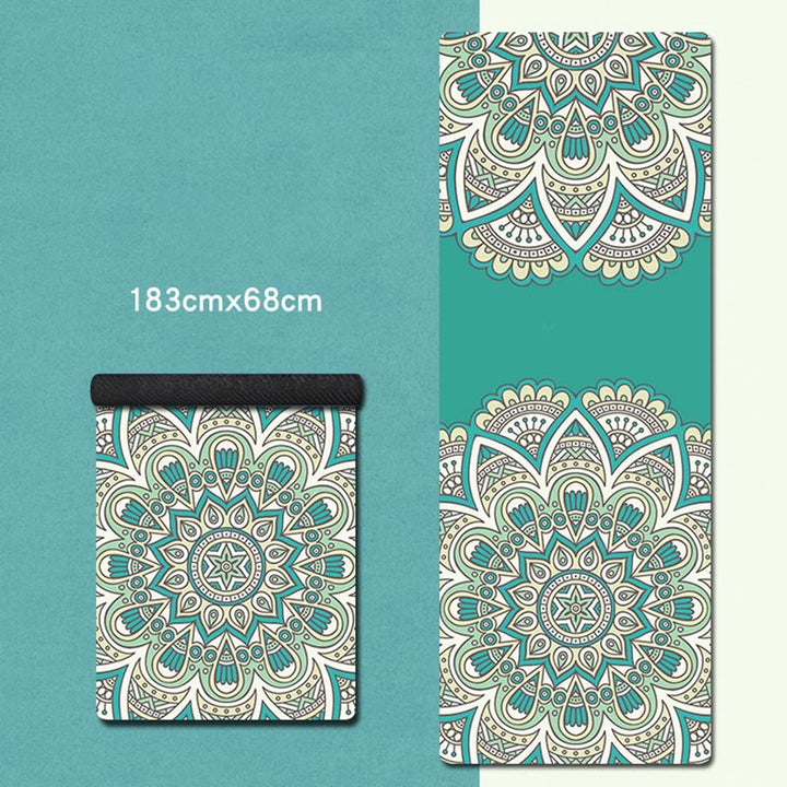 Buddha Stones Tibetan Mandala Elephant Lotus Koi Fish Mindful Natural Rubber Yoga Mat Decoration - Green Mandala - image 9
