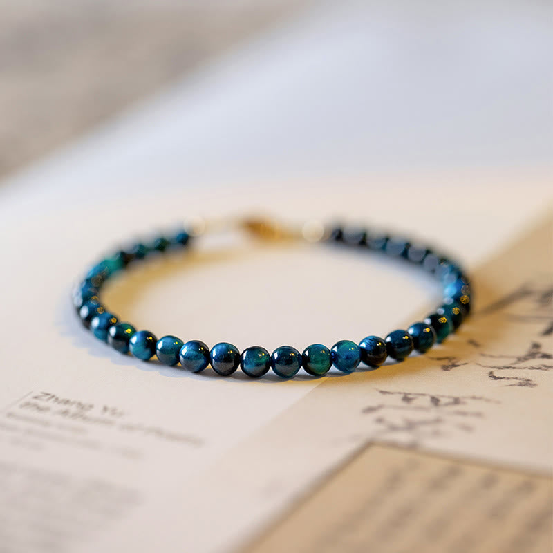 Buddha Stones Natural Blue Tiger Eye Stone Protection Chain Bracelet - image 12
