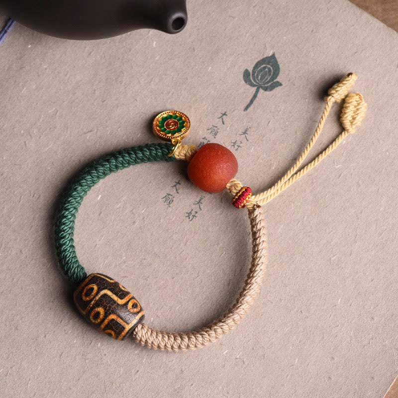 Buddha Stones Handmade Tibetan Nine-Eye Dzi Bead Wealth Rope Bracelet - image 5