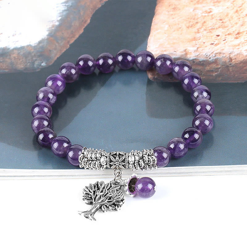 Buddha Stones Natural Gemstone Tree of Life Lucky Charm Stretch Bracelet - image 1