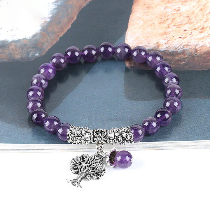Buddha Stones Natural Gemstone Tree of Life Lucky Charm Stretch Bracelet - image 1