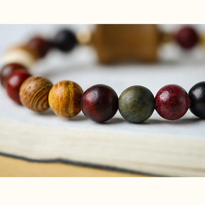 Buddha Stones Tibet Multicolored Sandalwood Om Mani Padme Hum Protection Bracelet - image 8
