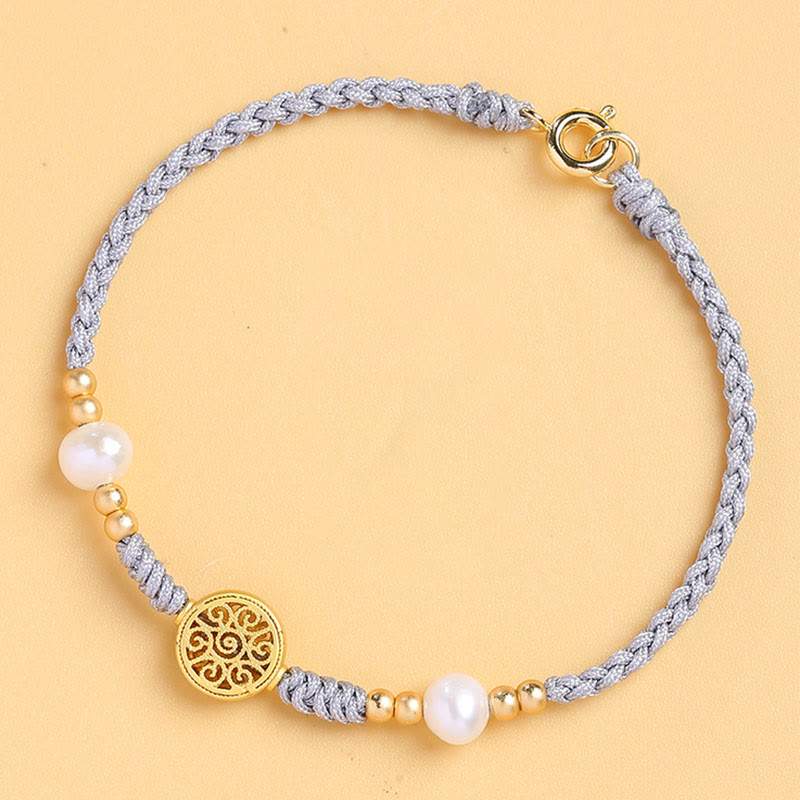 Buddha Stones Copper Coin Fortune Tree Pearl Luck Blue Rope Braided Bracelet - image 20
