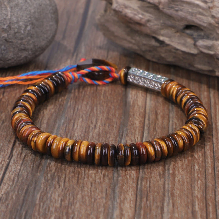 Buddha Stones Tibetan Tiger Eye Om Mani Padme Hum Protection Power Bracelet - image 2