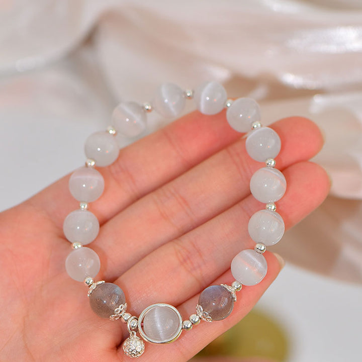 Buddha Stones 925 Sterling Silver Cat Eye Moonstone Love Support Bracelet - image 5
