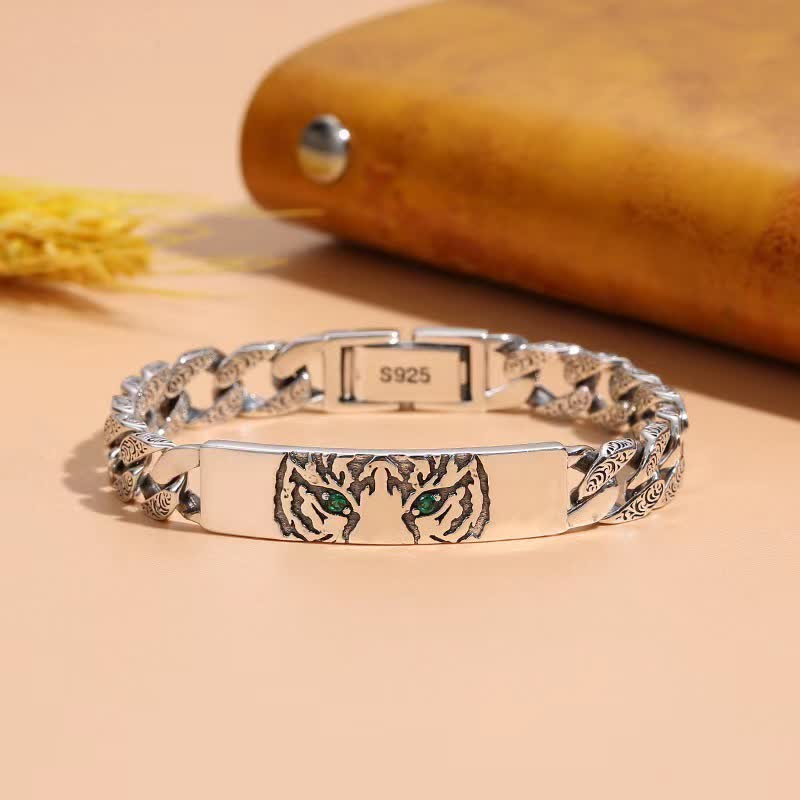 Buddha Stones Tiger Copper Luck Cuff Chain Bracelet - 22cm - image 0