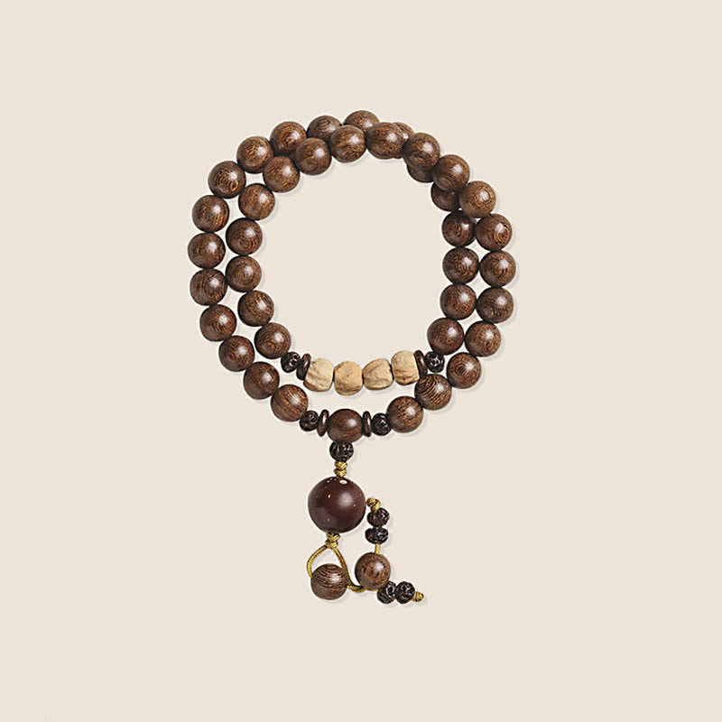 Buddha Stones Sandalwood Small Leaf Red Sandalwood Bodhi Seed Purification Double Wrap Bracelet - image 11