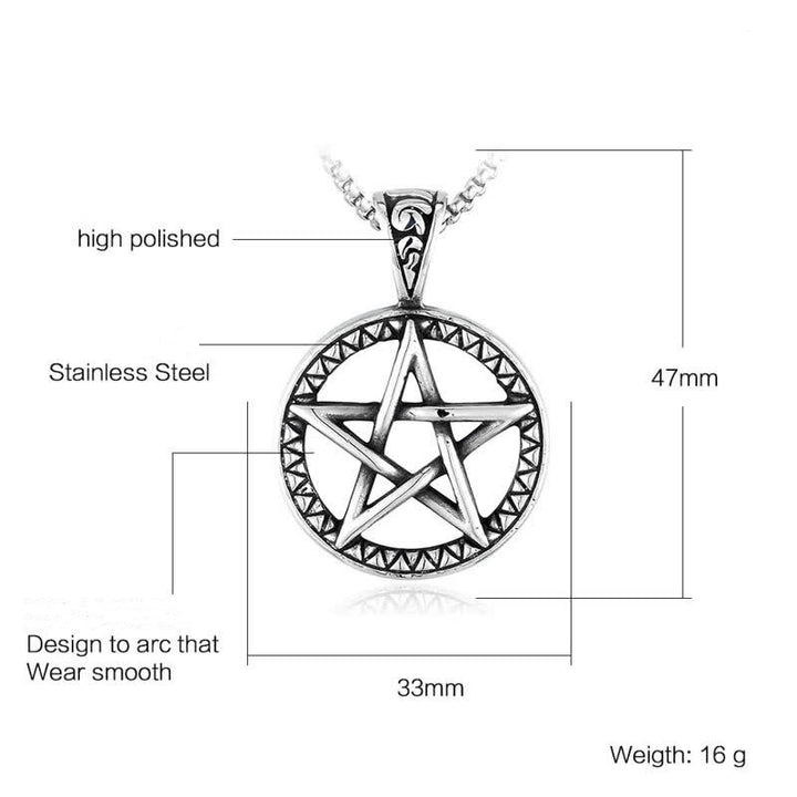 Pentagram Titanium Steel Balance Necklace Pendant - image 7