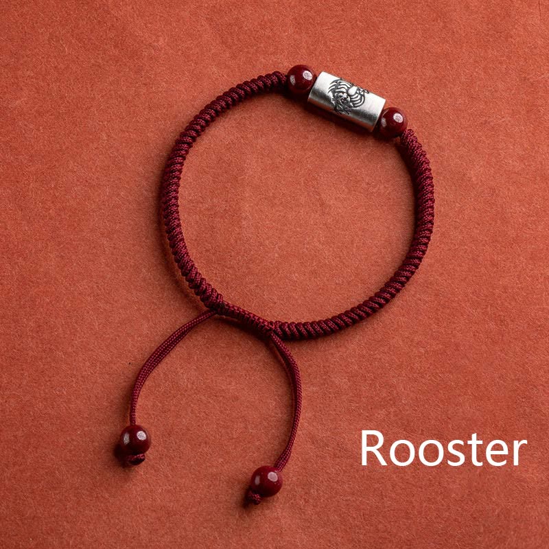 Buddha Stones 925 Sterling Silver 12 Chinese Zodiac Cinnabar String Bracelet - Rooster(Wrist Circumference 14-18cm) - image 22