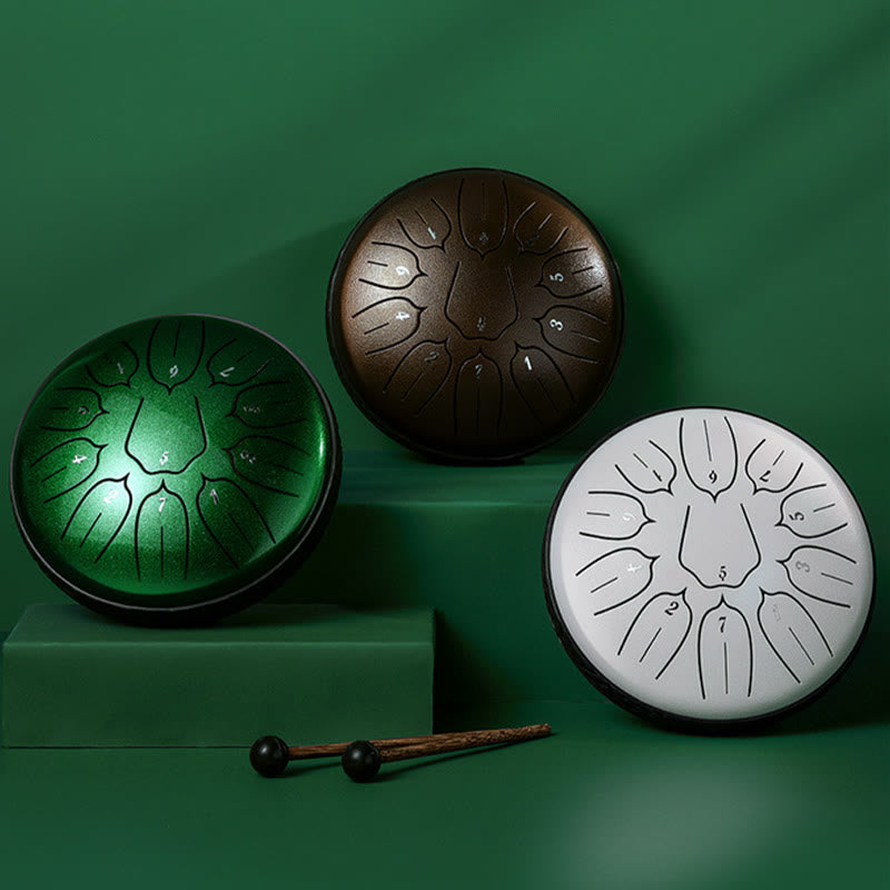 Buddha Stones Steel Tongue Drum Sound Healing Meditation Yoga Lotus Drum Kit 11 Note 6 Inch - image 1