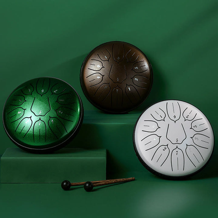 Buddha Stones Steel Tongue Drum Sound Healing Meditation Yoga Lotus Drum Kit 11 Note 6 Inch - image 1