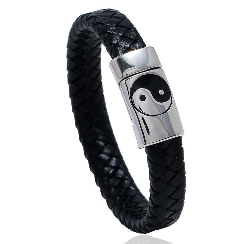 Buddha Stones FengShui Yin Yang Balance Bracelet - 22.5cm - Black - image 0