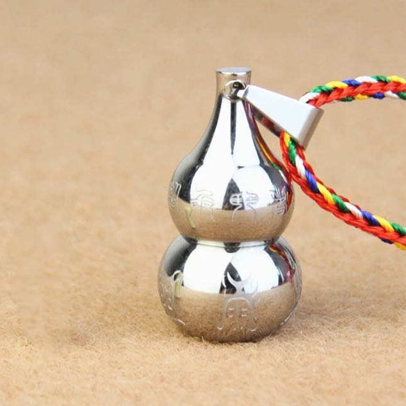 Buddha Stones Tibetan Yin Yang Symbol Gourd Harmony Titanium Steel Necklace Pendant - Silver&Colorful Cord - image 5