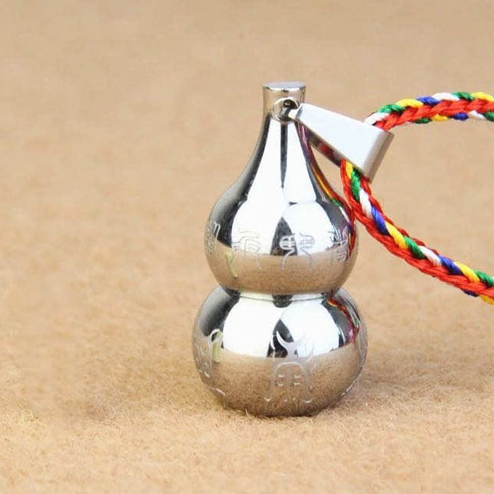 Buddha Stones Tibetan Yin Yang Symbol Gourd Harmony Titanium Steel Necklace Pendant - Silver&Colorful Cord - image 5